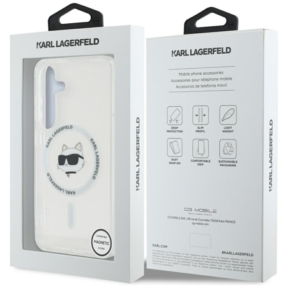 Kitos prekės Karl Lagerfeld Case Karl Lagerfeld Button Choupette Head Printed Logo MagSafe Samsung Galaxy S25 white