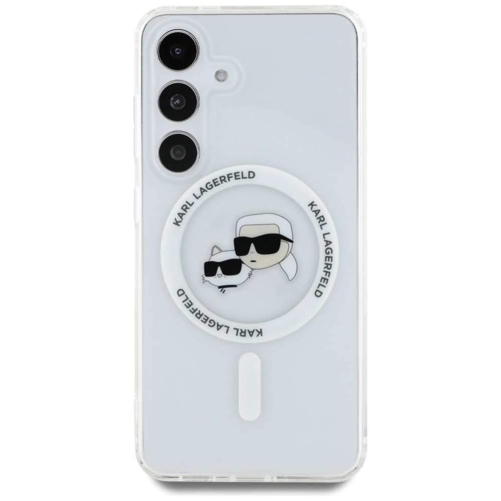 Muud kaubad Karl Lagerfeld Case Karl Lagerfeld Button Karl & Choupette Heads Printed Logo MagSafe Samsung Galaxy S25 white
