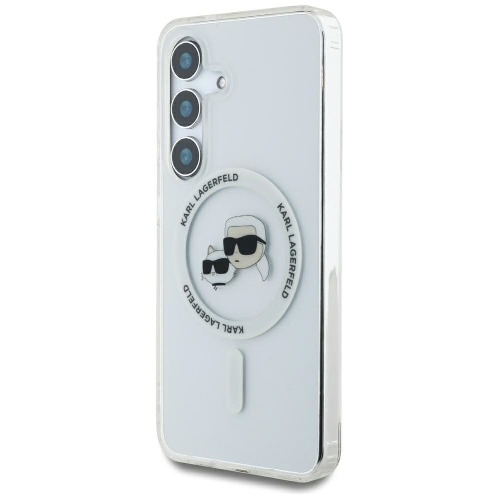 Muud kaubad Karl Lagerfeld Case Karl Lagerfeld Button Karl & Choupette Heads Printed Logo MagSafe Samsung Galaxy S25 white