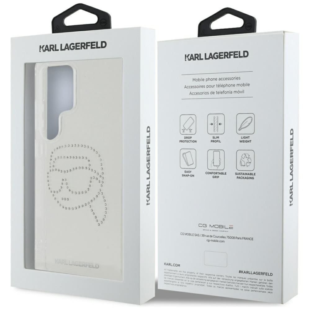 Kitos prekės Karl Lagerfeld Case Karl Lagerfeld Rhinestones Karl Head Logo Samsung Galaxy S25 Ultra transparent