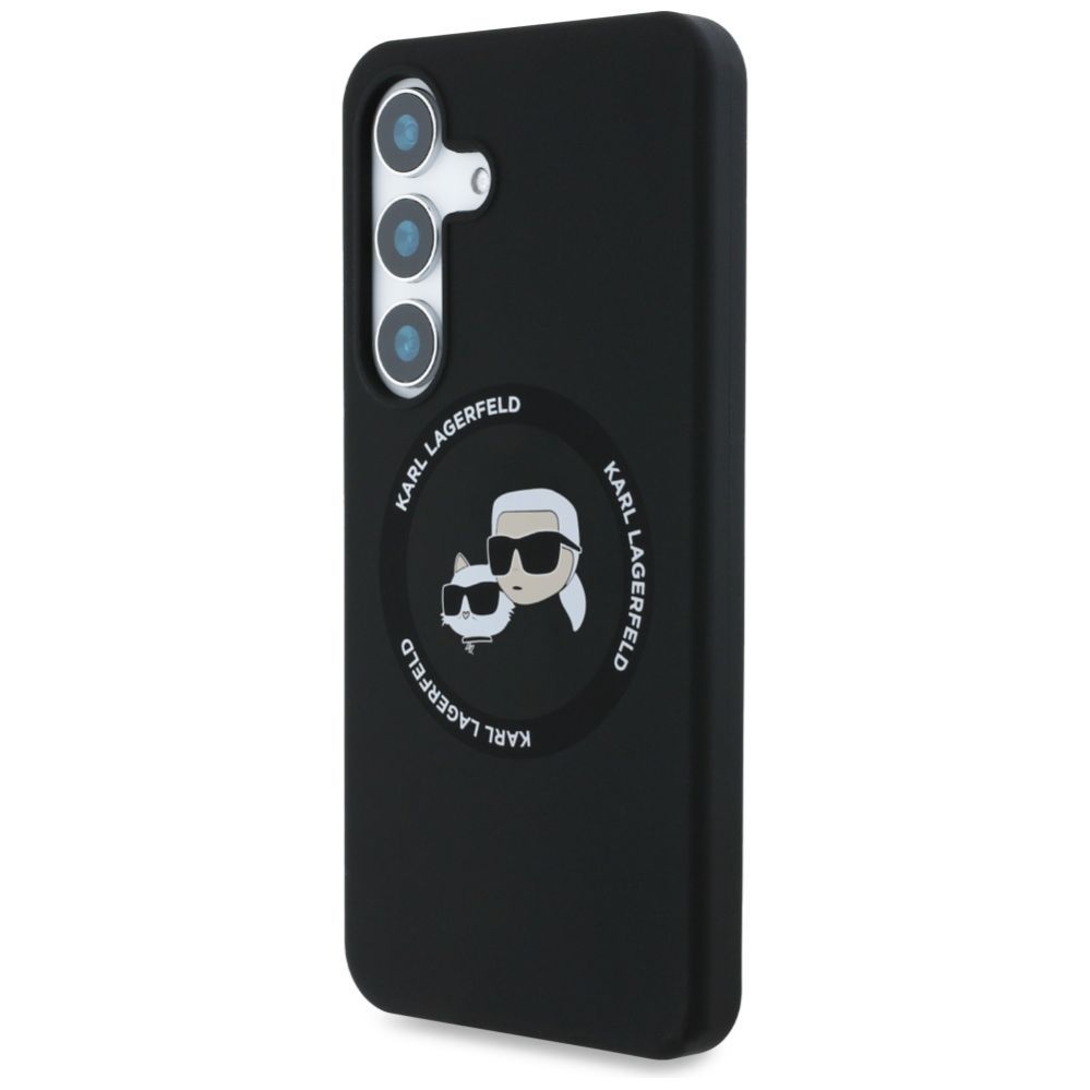 Citas preces Karl Lagerfeld Karl Lagerfeld Silicone Double Heads And Circle MagSafe Samsung Galaxy S25 case black