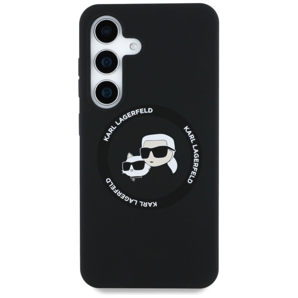 Citas preces Karl Lagerfeld Karl Lagerfeld Silicone Double Heads And Circle MagSafe Samsung Galaxy S25 Plus case black