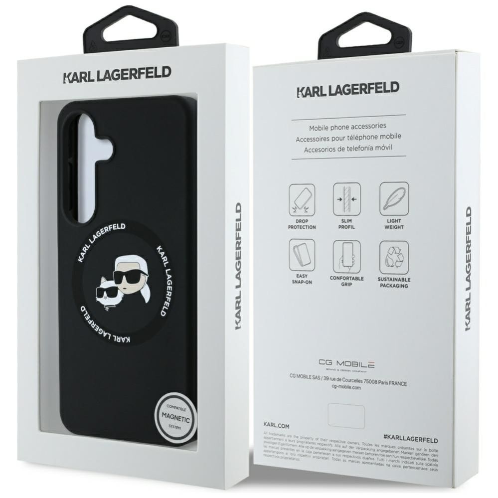 Citas preces Karl Lagerfeld Karl Lagerfeld Silicone Double Heads And Circle MagSafe Samsung Galaxy S25 Plus case black