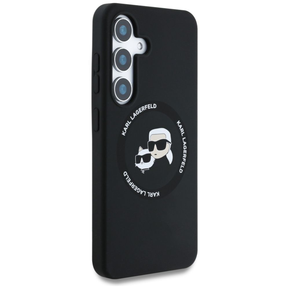 Citas preces Karl Lagerfeld Karl Lagerfeld Silicone Double Heads And Circle MagSafe Samsung Galaxy S25 Plus case black