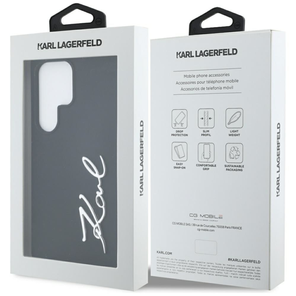 Kitos prekės Karl Lagerfeld Case Karl Lagerfeld Silicone Metal Signature Logo Samsung Galaxy S25 Ultra black