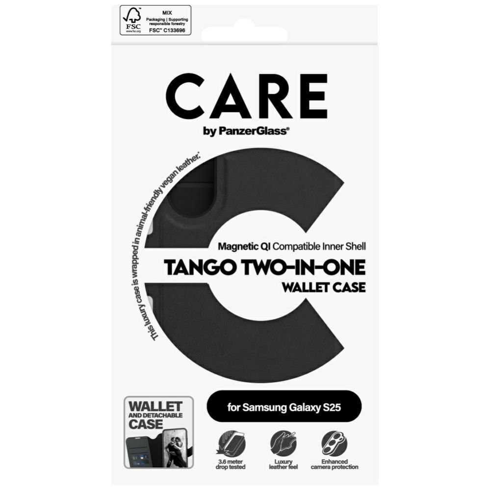 Citas preces Panzer Glass CARE by PanzerGlass Feature Tango 2in1 Wallet Case for Samsung Galaxy S25 - Black
