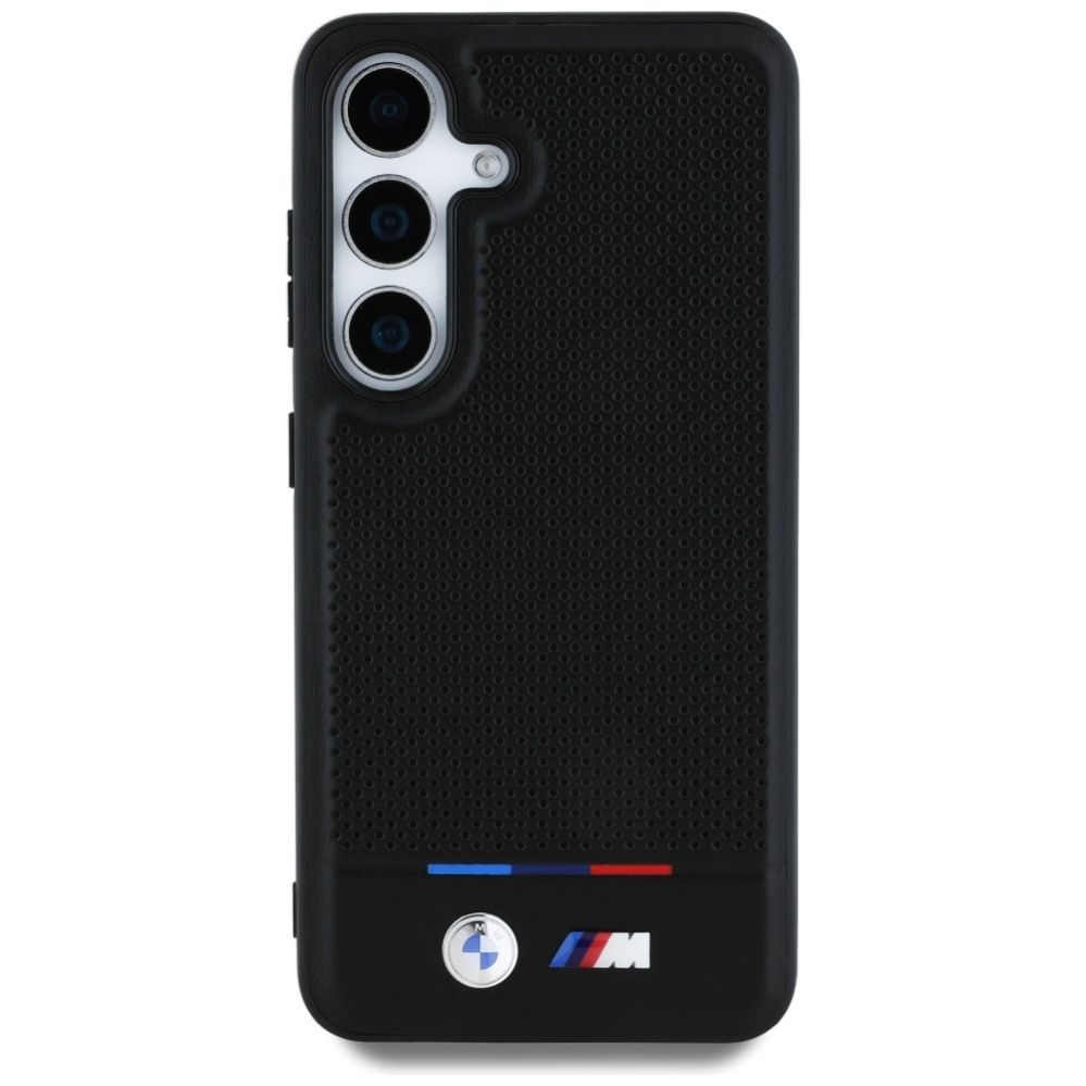 Citas preces BMW BMW Leather Tricolor Stripe MagSafe Case for Samsung Galaxy S25 - Black