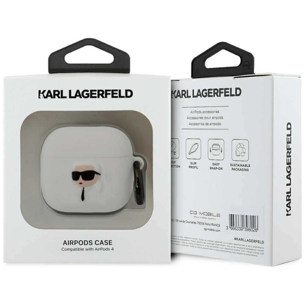 Kitos prekės Karl Lagerfeld Karl Lagerfeld 3D Silicone NFT Case for AirPods 4 - White