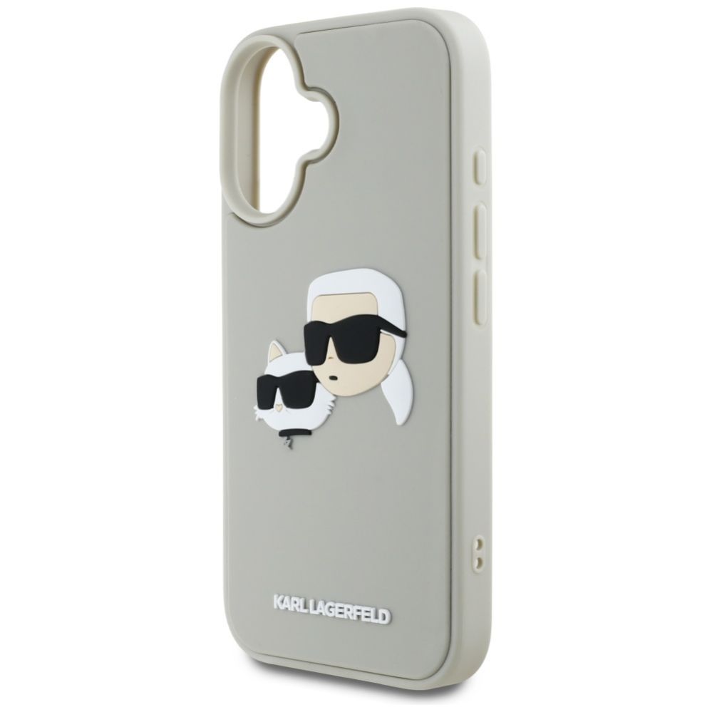 Kitos prekės Karl Lagerfeld Karl Lagerfeld HC 3D Rubber Double Heads iPhone 16 Case - Beige