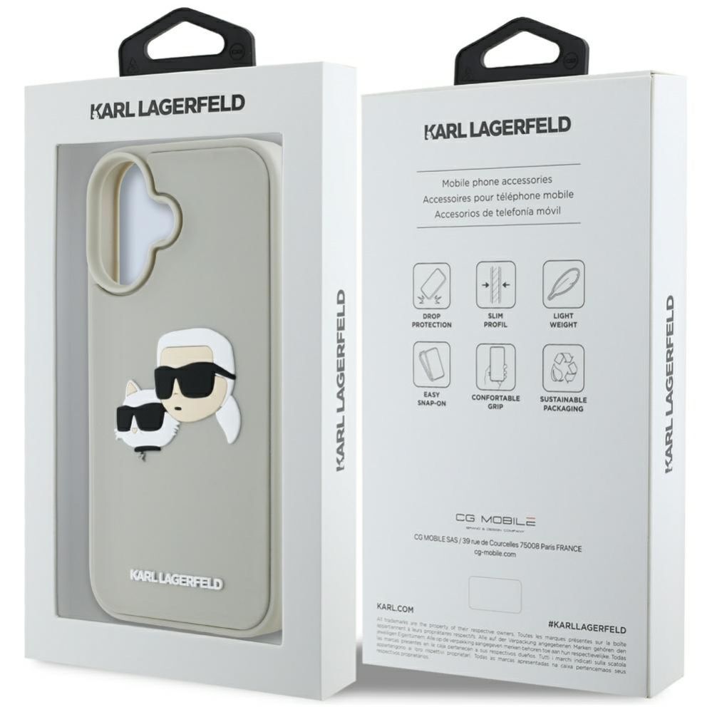 Kitos prekės Karl Lagerfeld Karl Lagerfeld HC 3D Rubber Double Heads iPhone 16 Case - Beige