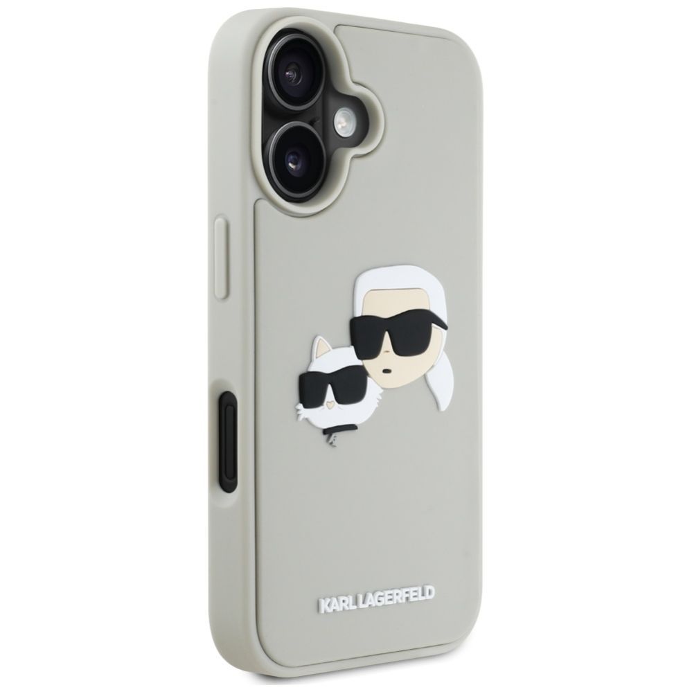 Kitos prekės Karl Lagerfeld Karl Lagerfeld HC 3D Rubber Double Heads iPhone 16 Case - Beige