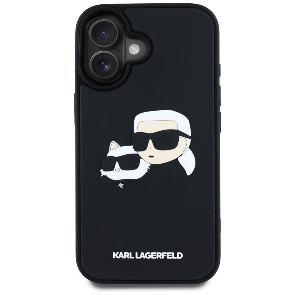 Kitos prekės Karl Lagerfeld Karl Lagerfeld HC 3D Rubber Double Heads iPhone 16 Case - Black