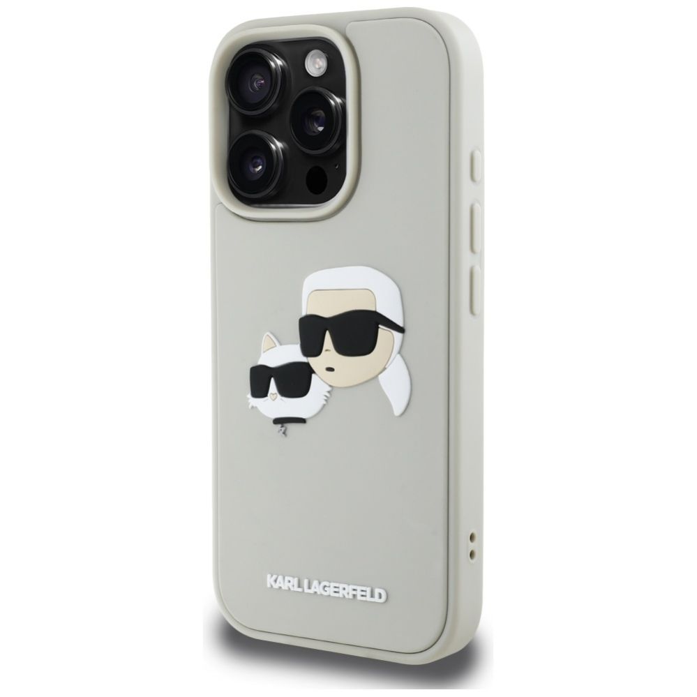 Kitos prekės Karl Lagerfeld Karl Lagerfeld HC 3D Rubber Double Heads iPhone 16 Pro Case - Beige