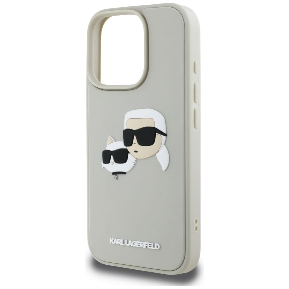 Kitos prekės Karl Lagerfeld Karl Lagerfeld HC 3D Rubber Double Heads iPhone 16 Pro Case - Beige
