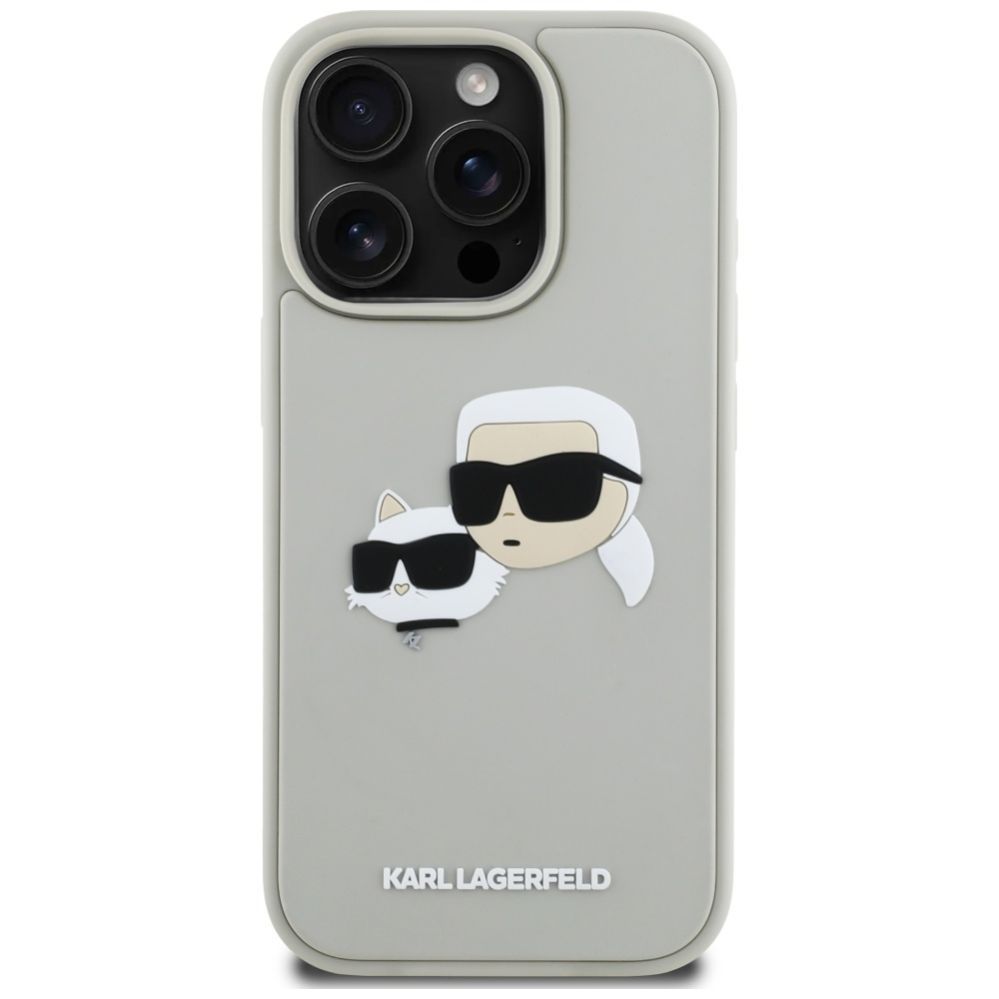Kitos prekės Karl Lagerfeld Karl Lagerfeld HC 3D Rubber Double Heads iPhone 16 Pro Case - Beige