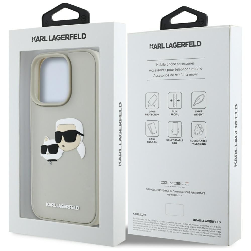 Kitos prekės Karl Lagerfeld Karl Lagerfeld HC 3D Rubber Double Heads iPhone 16 Pro Case - Beige