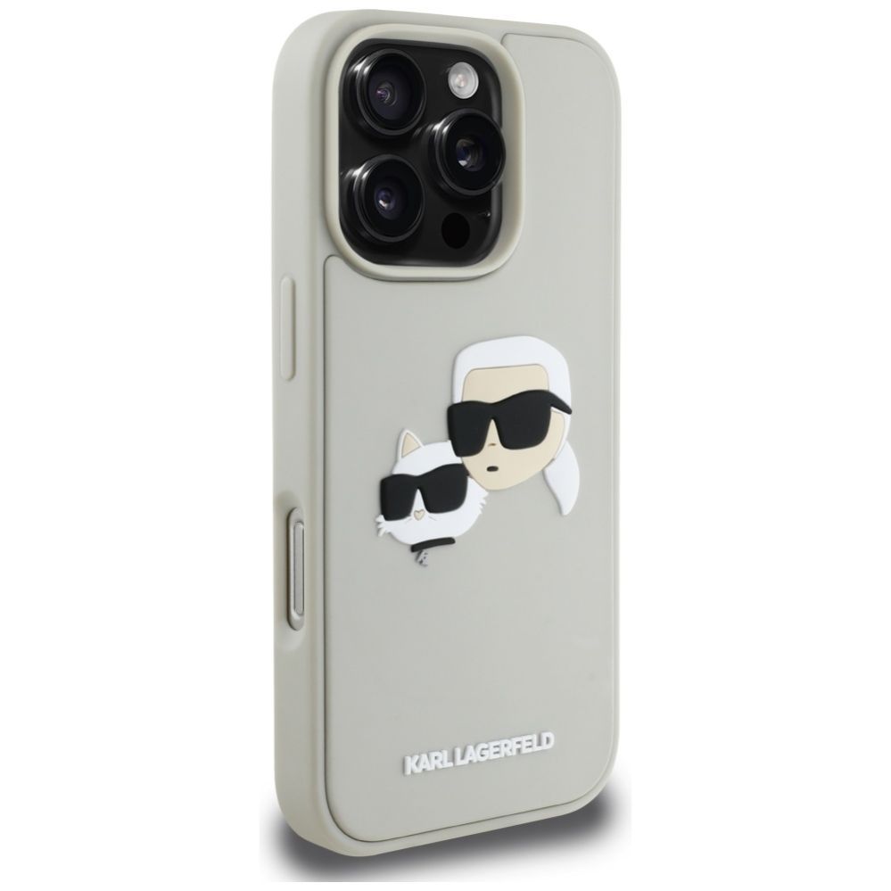 Kitos prekės Karl Lagerfeld Karl Lagerfeld HC 3D Rubber Double Heads iPhone 16 Pro Case - Beige