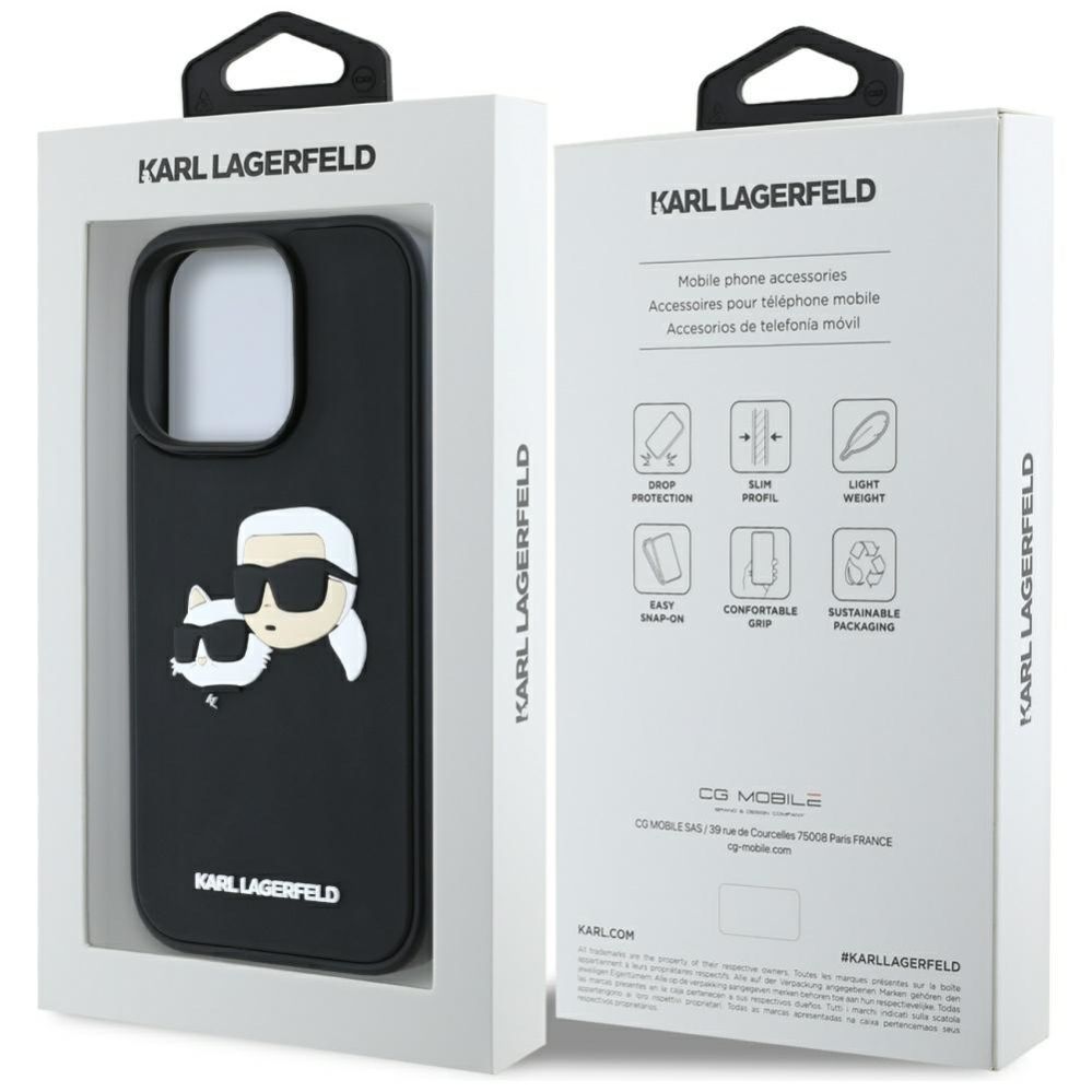 Kitos prekės Karl Lagerfeld Karl Lagerfeld HC 3D Rubber Double Heads iPhone 16 Pro Max Case - Black