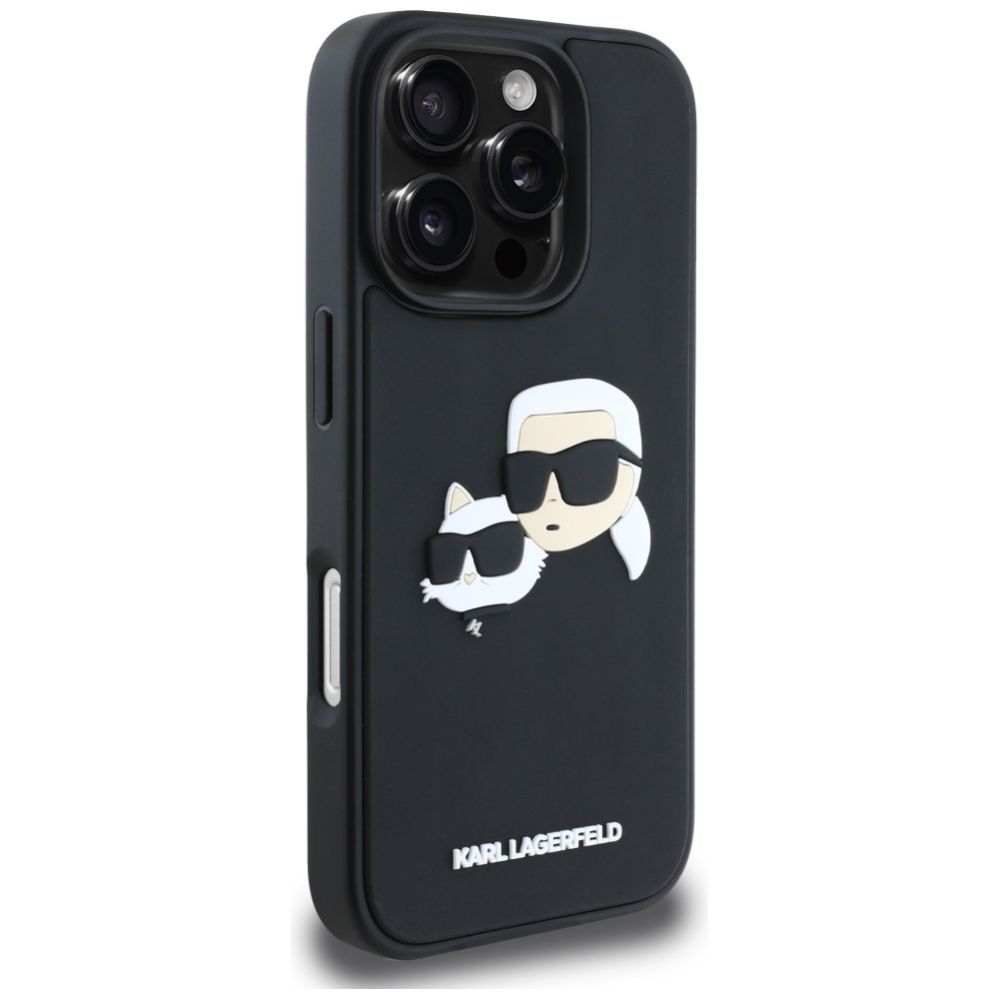 Kitos prekės Karl Lagerfeld Karl Lagerfeld HC 3D Rubber Double Heads iPhone 16 Pro Max Case - Black