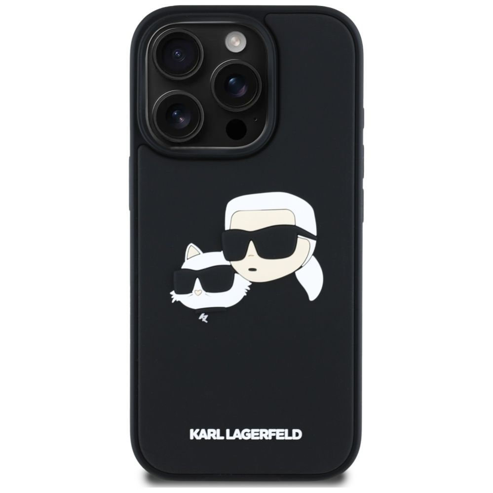 Kitos prekės Karl Lagerfeld Karl Lagerfeld HC 3D Rubber Double Heads iPhone 16 Pro Max Case - Black