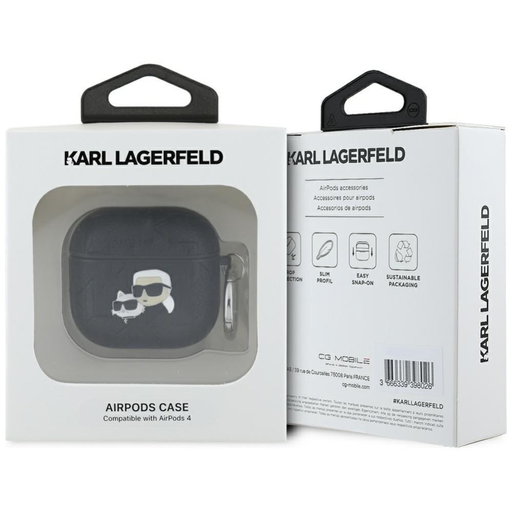 Citas preces Karl Lagerfeld Karl Lagerfeld Monogram Karl & Choupette Head Case for AirPods 4 - Black