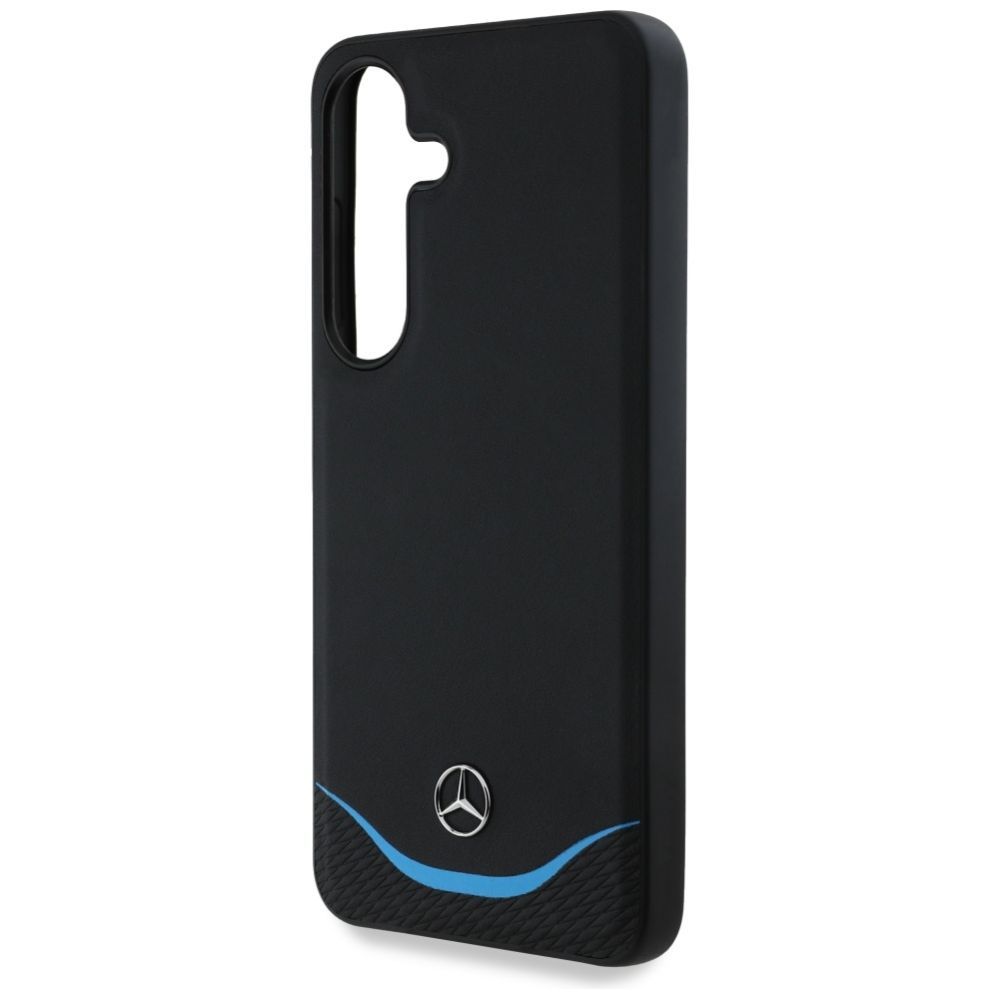 Citas preces Mercedes-Benz Mercedes Leather Contrasted Blue Horizontal Curve MagSafe Case for Samsung Galaxy S25 - Black