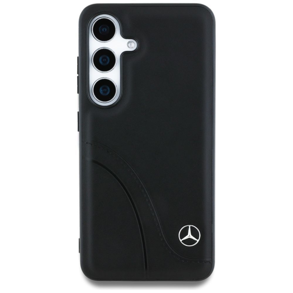 Citas preces Mercedes-Benz Mercedes Leather Curved Stitches Case for Samsung Galaxy S25 - Black