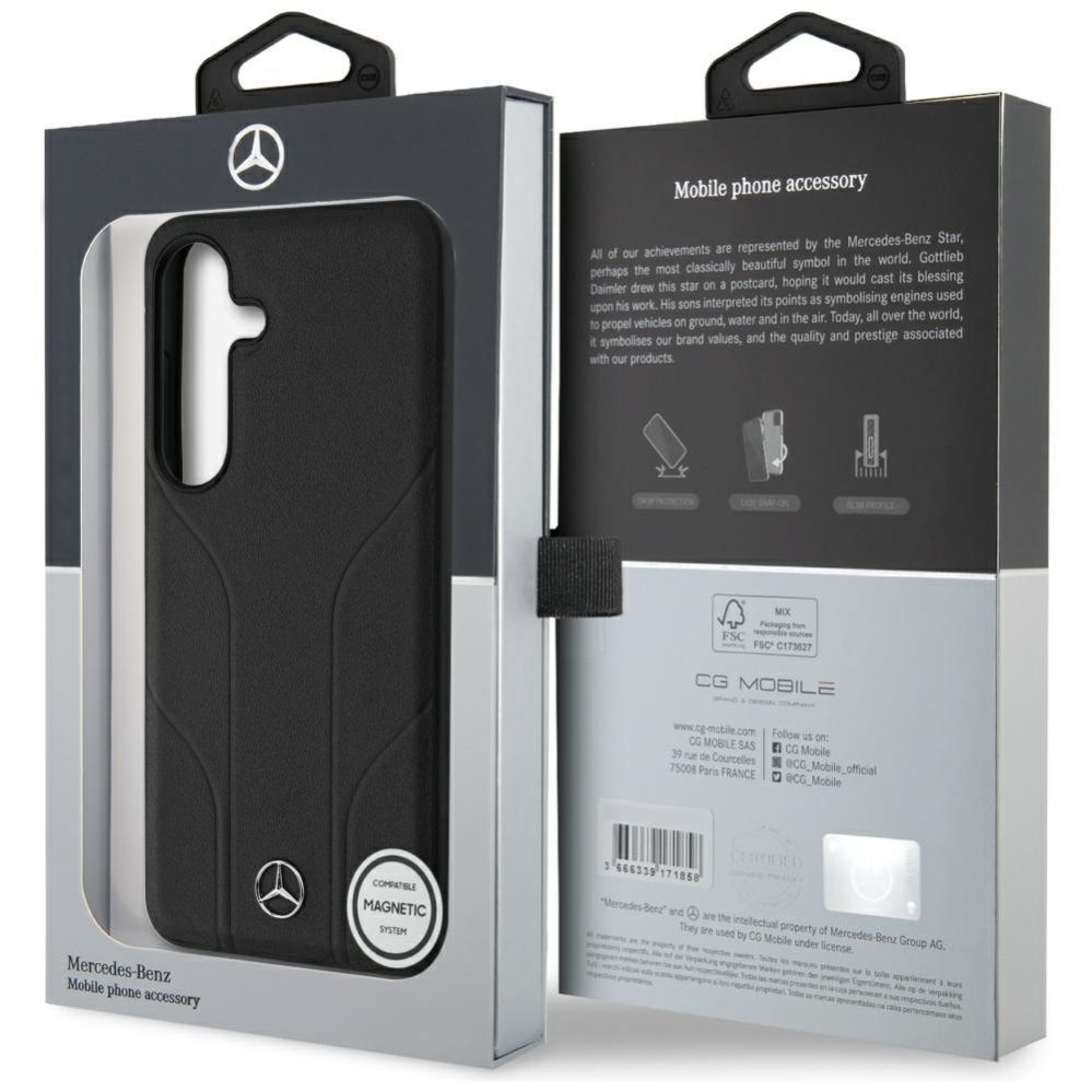 Citas preces Mercedes-Benz Mercedes Leather Debossed Lines MagSafe case for Samsung Galaxy S25 - black