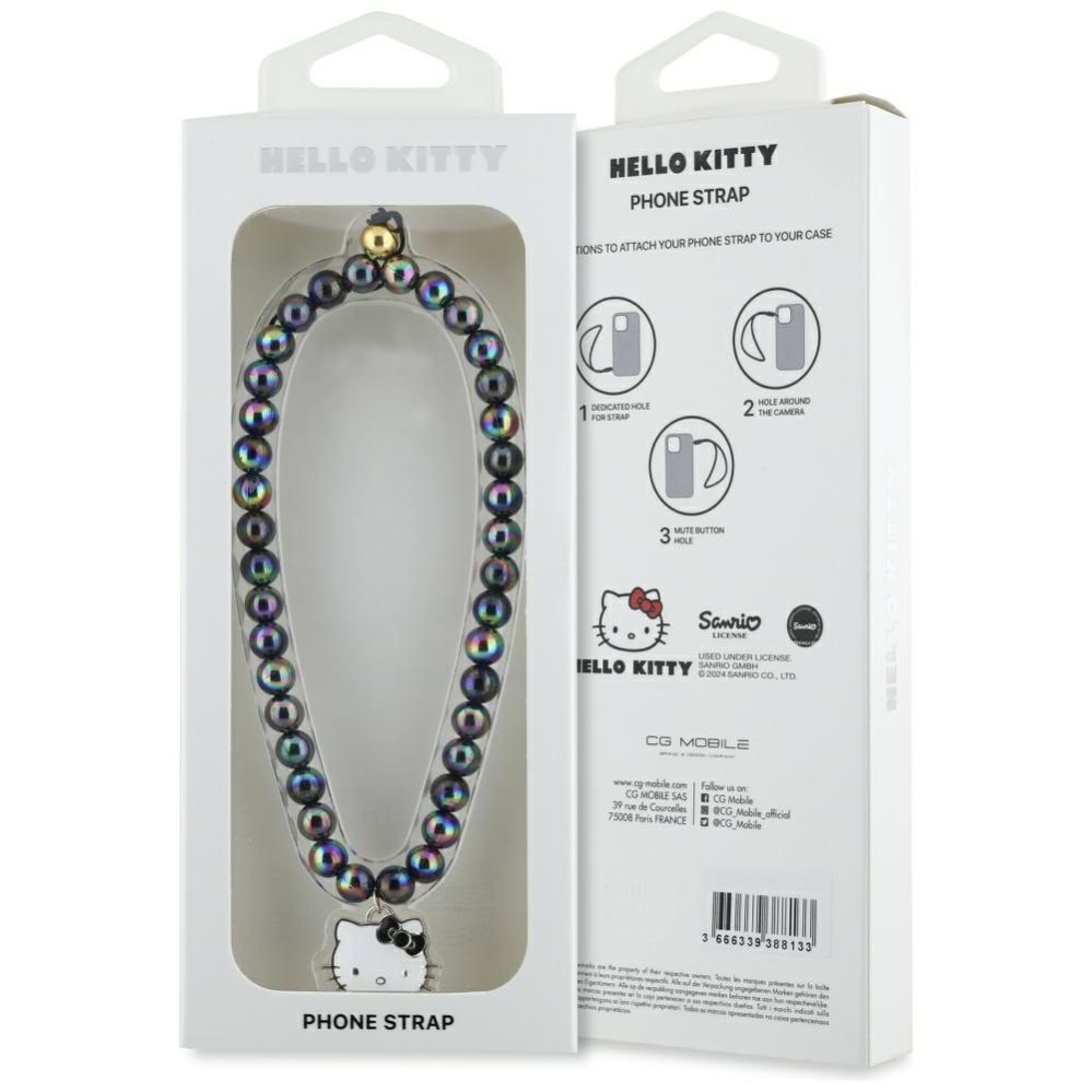 Muud kaubad Hello Kitty Hello Kitty Pearls Kitty Head Phone Charm - Black