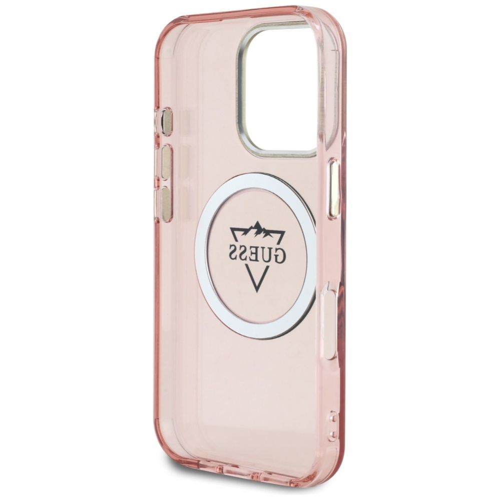 Citas preces Guess Guess IML Metal Mountain Logo MagSafe iPhone 16 Pro Max Case - Pink