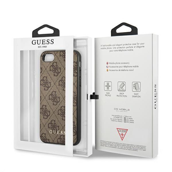 Citas preces Guess Guess 4G Metal Gold Logo Case for iPhone SE 2022 / 2020 / 7 / 8 - Brown