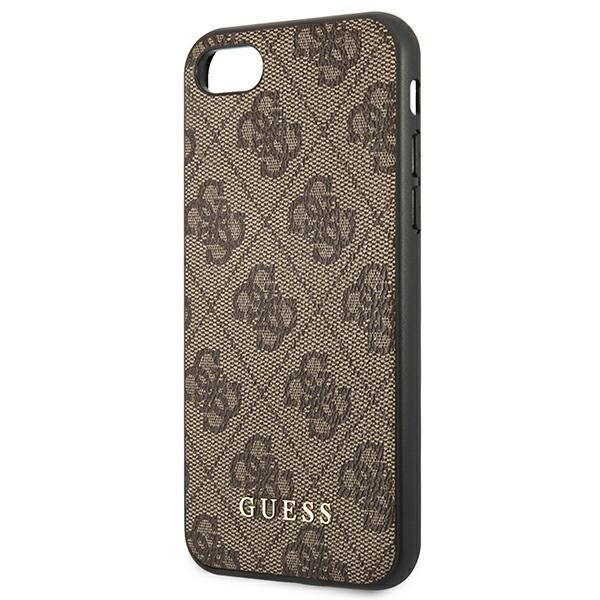 Citas preces Guess Guess 4G Metal Gold Logo Case for iPhone SE 2022 / 2020 / 7 / 8 - Brown