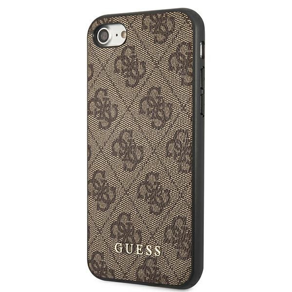 Citas preces Guess Guess 4G Metal Gold Logo Case for iPhone SE 2022 / 2020 / 7 / 8 - Brown
