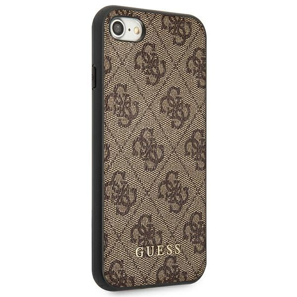 Citas preces Guess Guess 4G Metal Gold Logo Case for iPhone SE 2022 / 2020 / 7 / 8 - Brown