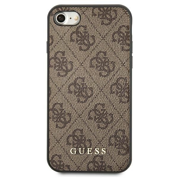 Citas preces Guess Guess 4G Metal Gold Logo Case for iPhone SE 2022 / 2020 / 7 / 8 - Brown