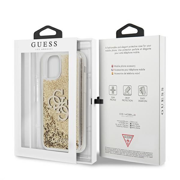 Citas preces Guess Guess 4G Big Liquid Glitter case for iPhone 11 6.1" / Xr - gold