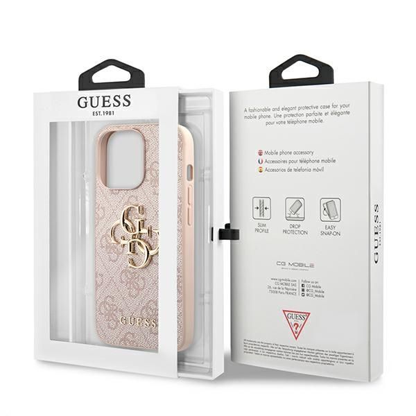 Citas preces Guess Guess 4G Big Metal Logo Case for iPhone 13 Pro / 13 6.1" - Pink