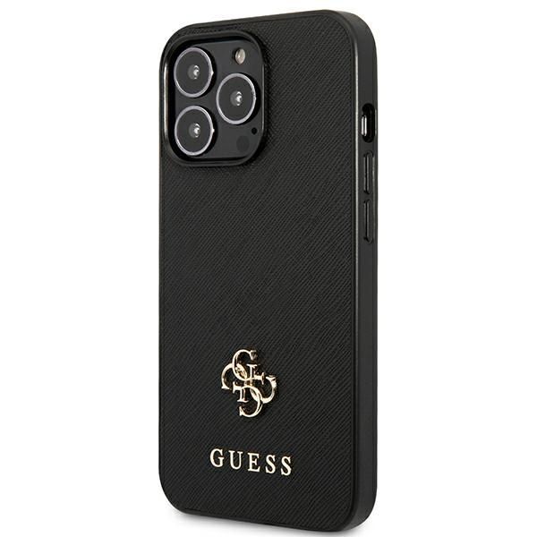 Citas preces Guess Guess Saffiano 4G Small Metal Logo case for iPhone 13 Pro / 13 6.1" - black