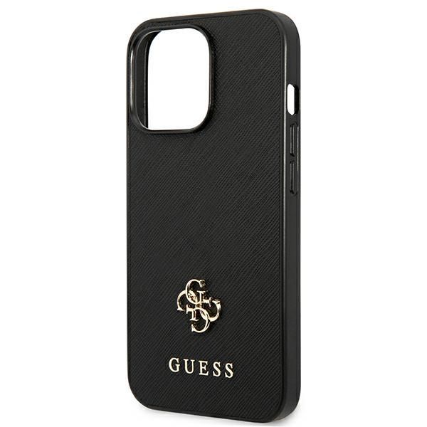 Citas preces Guess Guess Saffiano 4G Small Metal Logo case for iPhone 13 Pro / 13 6.1" - black