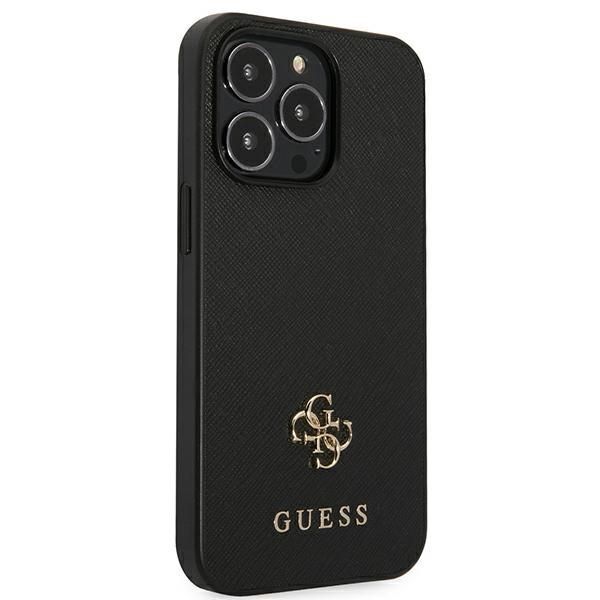Citas preces Guess Guess Saffiano 4G Small Metal Logo case for iPhone 13 Pro / 13 6.1" - black