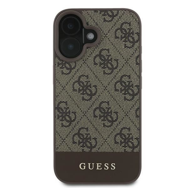 Citas preces Guess Guess 4G Bottom Stripe Case for iPhone 16 Plus 6.7" - Brown