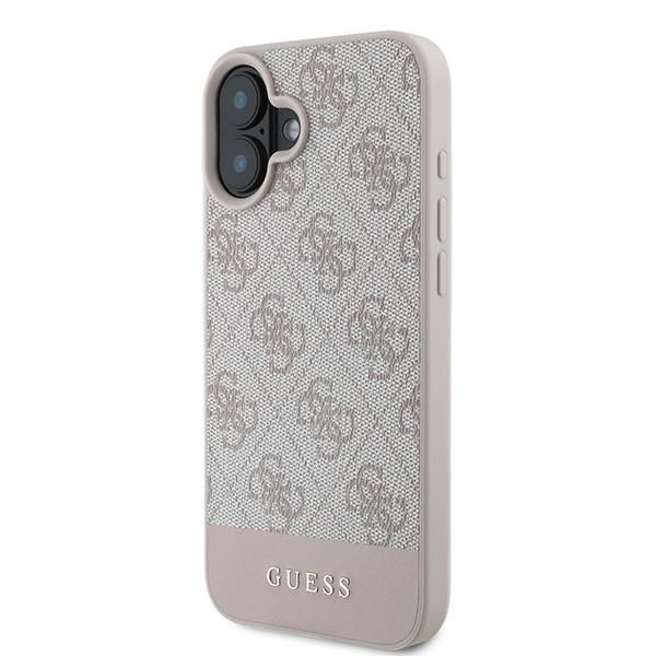 Citas preces Guess Guess 4G Bottom Stripe Case for iPhone 16 Plus 6.7" - Pink