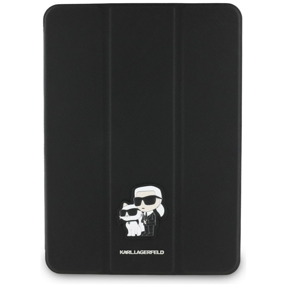 Citas preces Karl Lagerfeld Karl Lagerfeld Saffiano Magnetic Karl & Choupette iPad Air 11" 2024 Book Cover Case - Black