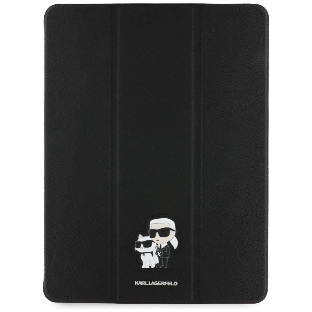 Citas preces Karl Lagerfeld Karl Lagerfeld Saffiano Magnetic Karl & Choupette iPad Air 13" 2024 Book Cover Case - Black