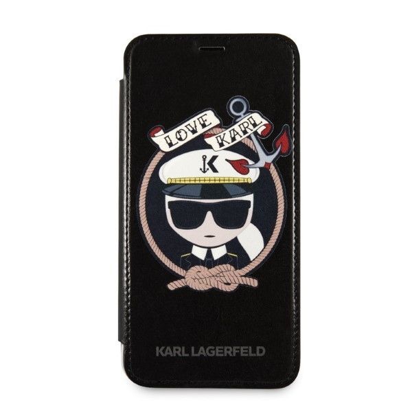 Citas preces Karl Lagerfeld Karl Lagerfeld Signature Glitter iPhone X/Xs Case - Black