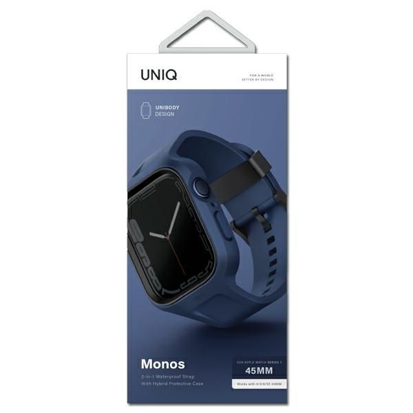 Citas preces UNIQ Uniq Monos 2 in 1 Set Strap + Case for Apple Watch 45 / 44 mm - Blue