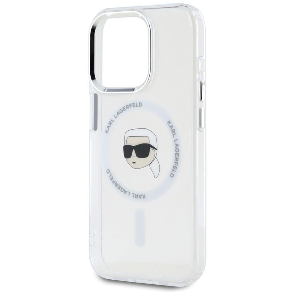 Citas preces Karl Lagerfeld Karl Lagerfeld IML Metal Karl Head MagSafe Case for iPhone 15 Pro White