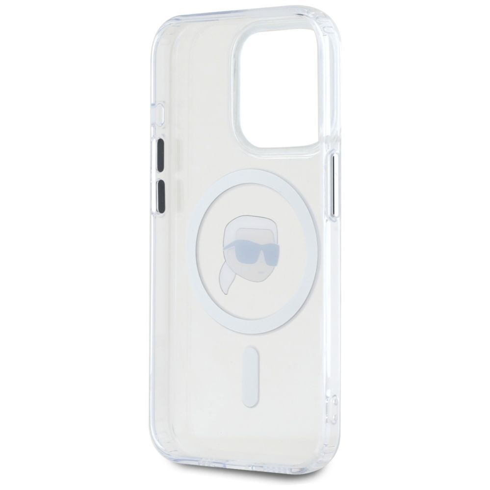Citas preces Karl Lagerfeld Karl Lagerfeld IML Metal Karl Head MagSafe Case for iPhone 15 Pro White