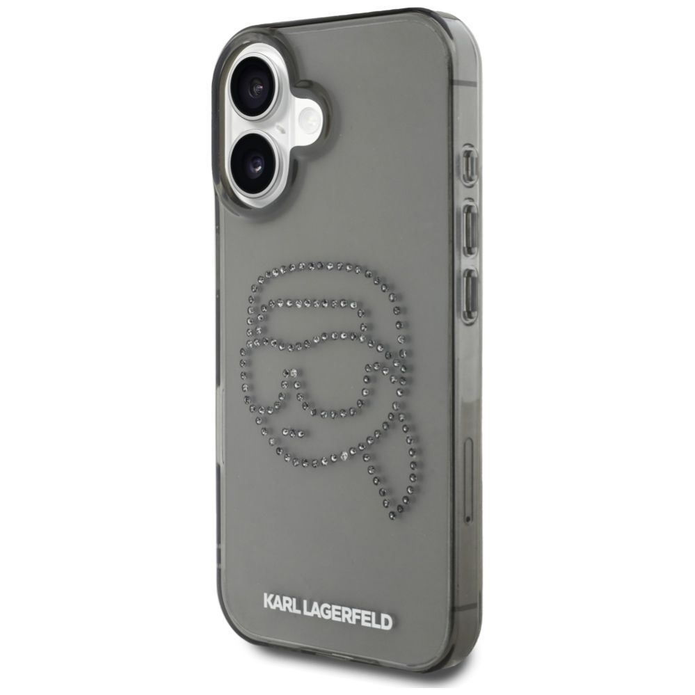 Kitos prekės Karl Lagerfeld Karl Lagerfeld IML Rhinestones Karl Head Case for iPhone 16 Black