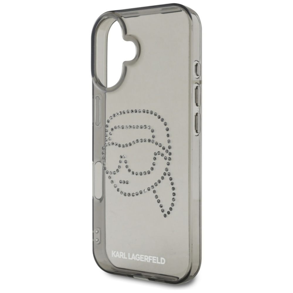 Kitos prekės Karl Lagerfeld Karl Lagerfeld IML Rhinestones Karl Head Case for iPhone 16 Black
